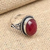 Lab-Created Ruby Gemstone Handmade Jewelry 935 Sterling Silver Ring For Women 4 rožinė