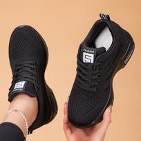 Moteriški platforminiai tinkliniai bėgimo bateliai su kvėpuojančiu minkštu padu ir padidintu aukščiu pavasariui ir vasarai 1029, single shoe, Size 44 juoda