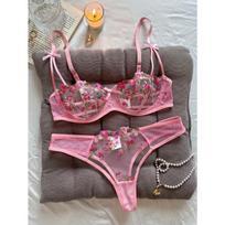Naktinis Gražus Seksualus Moteriškas Apatinio Trikotažo Rinkinys 2 Dalys Gėlėta Siuvinėta Apatinio Trikotažo Seksualus Erotinis Lingerie Apatinio Trikotažo Rinkinys S juoda