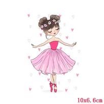 Gražios merginos šilumos perdavimas drabužiams, lyginamas lygintuvu, mielos princesės perdavimai drabužiams, aplikacijos, lipdukai DIY kūdikio marškinėliams pink