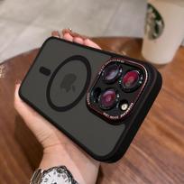 Luxury Matte Magsafe Phone Case for IPhone 15 Pro Max 14 Plus 13 12 Pro Max Lens Camera Transparent Magnetic Wireless Charge Shockproof Cover For iPhone 14 ProMax tamsiai violetine spalva
