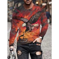 Fashion Eagle 3D skaitmeninis spausdinimas Vyriški laisvalaikio patogūs ilgomis rankovėmis marškinėliai rudens vyriški raštuoti drabužiai Viršutinės vyriškos dovanos S