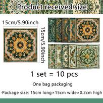 Retro Tile Dark Green Tile Wall Sticker Kitchen Decorative Wallpaper Wall Sticker Tile Sticker Self-adhesive