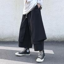 Vyriškos didelio dydžio plačios vasarinės gatvės stiliaus hip-hop kelnės XL (135-150 jin) juoda