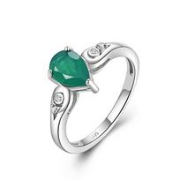 Paprastas klasikinis kubinis cirkonis su natūralaus žalio agato madingas žiedas moterims kasdieniam dėvėjimui 925 sterlingų sidabro papuošalai Us ring size 5# žalia