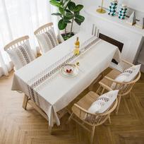 Poliesterio linas, atsparus vandeniui, modernių lapų gėlių stalo vėliava, išsiuvinėta geometrinė staltiesė Stačiakampė arbatos stalo staltiesė 90x90cm