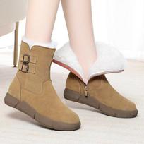 Medium tube snow boots autumn and winter women's boots new short boots flat bottom matte snow boots velvet thermal cotton boots women 35 juoda