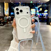 Karoliai Laidas Virvė Skaidrus Magnetinis Telefono Dėklas IPhone 17 Pro Max 16 E 15 14 13 12 11 Plus Mini Magsafe Apsauginis Dangtelis Nuo Dulkių 17 auksas