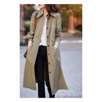 Women's Temperament Windbreaker Korean Style Versatile Mid-length Shirt Jacket Top S šviesios kavos spalvos