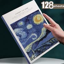128 lapų storio 16K eskizų knygelė, studentų specialaus naudojimo piešimo knyga suaugusiems pradedančiajam, tuščias popierius, 32k van Gogo rožė 140*205mm