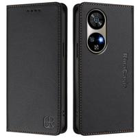 Prabangus odinis dėklas INFINIX Zero40/Smart9/Hot 50i/Note 40 40X/HOT20, blokuojantis RFID, su kortelių skyreliais, magnetiniu užsegimu, stoveliu, atsparus smūgiams, atverčiamas Infinix Hot 40i 4G tamsiai violetine spalva