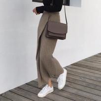 Autumn/Winter Retro High Waist Slimming Knitted Pencil Skirt One Size juoda