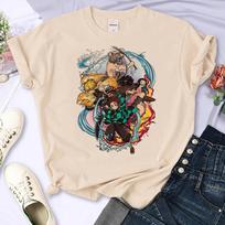Demon Slayer Kimetsu No Yaiba marškinėliai moterims Harajuku marškinėliai moteriški Y2k dizainerių drabužiai 3XL gray