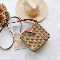 Moterų Bohemia Beach Crossbody Bag šiaudinis krepšys Moteriški maži krepšiai ant pečių 18cm*7cm*17cm smėlis