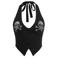 Sexy Y2K E-Girl Punk Print Sleeveless Skull Tank Top For Women Crop Top Summer Hippie Tee Korean Fashion Goth Punk Clothing L juoda