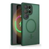 Magnetinis prabangus matinis telefono dėklas, skirtas Samsung Galaxy S24 Ultra S23 S22 Plus S21 FE, su objektyvo apsauga, belaidžio įkrovimo palaikymu, atsparus smūgiams dangtelis For Galaxy S22 gray