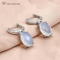 Trendy Oval Egg Shape Glass Crystal Drop Earrings For Women Elegant Jewelry Rose Gold Color Eardrop Daily Accessories