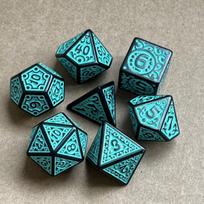 7pcs/set Hollowed Out Pattern Digital Dice Set for DND Cthulhu TRPG COC Running Group Board Game Dnd Dice Set Number Dice Kit mėlyna