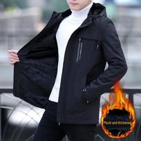 Men's Loose Hooded Windbreaker: Autumn/Winter Warm Velvet Outerwear for Boys and Students 3XL
