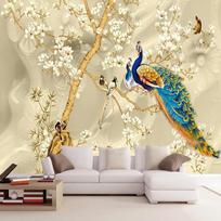 3D Stereo Magnolijų Gėlės Tapetai Povas Sienų Freska Svetainė TV Sofa Fono Sienų Popieriai Sienoms 3D 200 cm(W) x 140 cm(H)