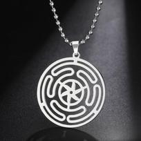 Dawapara Wheel of Hecate Necklace Triple Moon Goddess Pendant Ancient Blessing Talisman Stainless Steel Jewelry