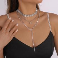 Fashion choker necklace long full rhinestone claw chain multi-layer necklace personalized fashion tide back chain. auksas