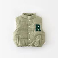Children's cotton vest autumn and winter Korean version vest infant letter embroidered outer wear top baby thickened vest 73cm