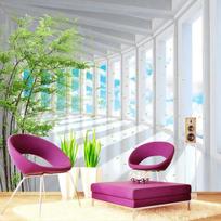 3d Stereo Mėlyno Dangaus Žalio Medžio Erdvės Išplėtimo Freska Tapetai Svetainei TV Sofos Fono Sienų Popierius Sienoms 200 cm(W) x 140 cm(H)