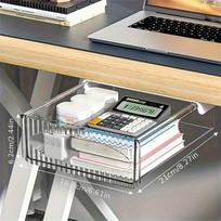 Clear Floating Desk Drawer Organizer – Large Capacity, No Drill Needed, Lightweight & Easy Installation for Home, Office, or Mall Use