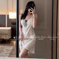 Women's Ice Silk Summer Sling Nightdress with Chest Pad - Pure Desire Style Pajamas. L - 100-125 lbs