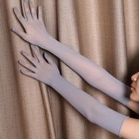 Ultra-Thin Fingerless Seamless Wedding Gloves for Women - Long Sun Protection, Anti-Snag Design One Size raudona