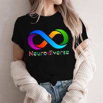 Neurodiverse Infinity Sign Marškinėliai Puikūs vaivorykštės marškinėliai Autizmo marškinėliai Moteriški drabužiai Y2k Viršutiniai moteriški madingi grafiniai marškinėliai S