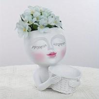 1pc Cute Succulent Planter, Sphinx Planter, Kawaii Head Planter, Unique Outdoor Indoor Planter with Drainage Hole