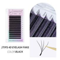 ANNAFRIS 2 Tips 4D W formos blakstienų priauginimas Faux Mink Volume Lashes Premade Volume Fan Lashes W Style Natural Eyelash 0.07mm  C  8-15mm MIX juoda