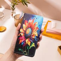 Aquarelinis saulėgrąžų PU odos piniginė atlenkiama su nuotraukų rėmeliu knygos tipo dėklas iPhone Samsung Huawei Honor Xiaomi Redmi Oppo Infinix Tecno Google... Sony Xperia 1 VII juoda
