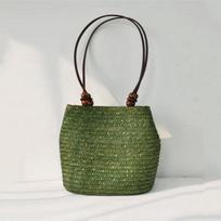 Yogodlns vasarinis šiaudinis pečių krepšys moterims, didelės talpos austas maišelis Kelioninis rankų darbo krepšys 28x15x26cm ruda