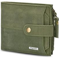 RIGOHILL Doger Olive Green vyriška odinė piniginė | Odinė piniginė vyrams | RFID vyriška piniginė alyvuogės