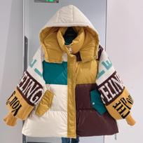 Streetwear Raidžių Siuvinėjimas Pūkinė Striukė Moteriška Su Gobtuvu Parka Laisvas Žieminis Pūkinis Paltas Moteriškas Storas Kasdienis Šiltas Drabužis S raudona