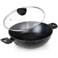 Gili Vilde Black Line 28 cm granitinė keptuvė su stiklo dangčiu, 3,5 l