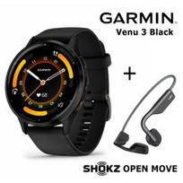 GARMIN Venu 3, Black + Shokz Open Move Grey sportinis laikrodis 010-02784-01 / S661GY
