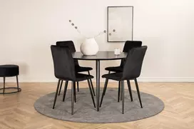 Dipp Valgomojo stalas - 115 cm - juodas lukštas / visos juodos kojos + Windu Lyx kėdė - juoda / juoda Velvet_4
