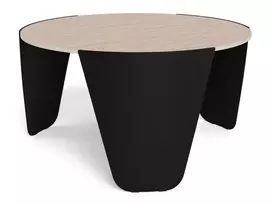 Altea coffee table, Top ceram. beige Traverti, Base steel matt black, Ø80x42 cm