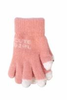 BeSNAZZY Megztos pūkuotos pirštinės 18 cm R-206-Lpink/18 cm