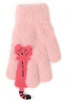 BeSNAZZY Megztos pūkuotos pirštinės R-238-Pink/16 cm