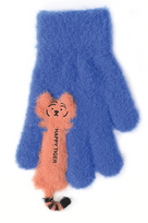 BeSNAZZY Megztos pūkuotos pirštinės R-238-blue/16 cm