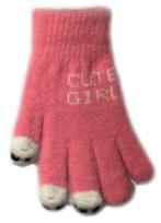 BeSNAZZY Megztos pūkuotos pirštinės 18 cm R-206-fuchsia/18 cm