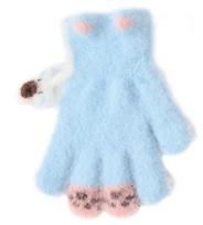 BeSNAZZY Megztos pūkuotos pirštinės 15 cm R-232-blue/15 cm