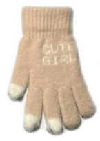 BeSNAZZY Megztos pūkuotos pirštinės 18 cm R-206-beige/18 cm