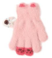 BeSNAZZY Megztos pūkuotos pirštinės 15 cm R-232-pink/15 cm