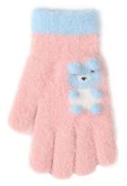BeSNAZZY Megztos pūkuotos pirštinės R-231-pink/16 cm
